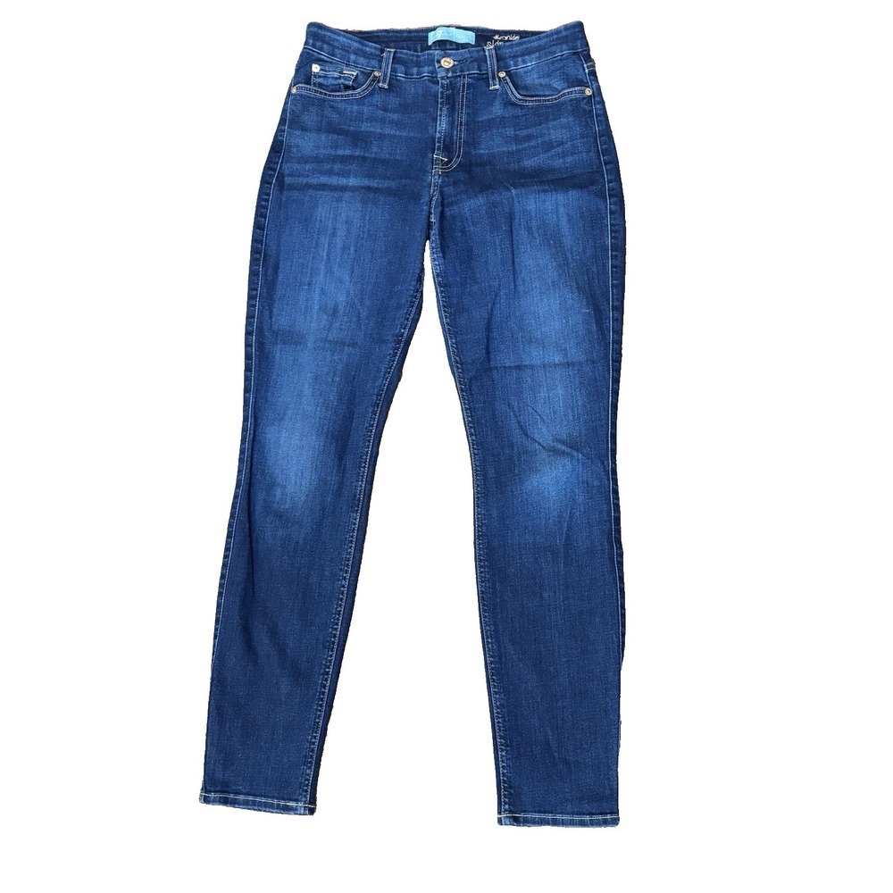 7 For All Mankind Jeans Womens 28 B(air) Ankle Skinny Dark Wash Blue Denim Logo